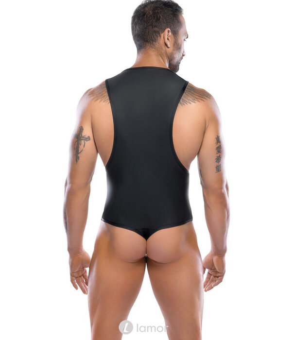 * SVENJOYMENT Zwarte Stringbody in Ringerstyle met Ritsje en Mattlook – Elastisch & Comfortabel Design van Svenjoyment