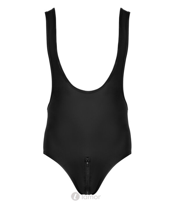 * SVENJOYMENT Zwarte Stringbody in Ringerstyle met Ritsje en Mattlook – Elastisch & Comfortabel Design van Svenjoyment