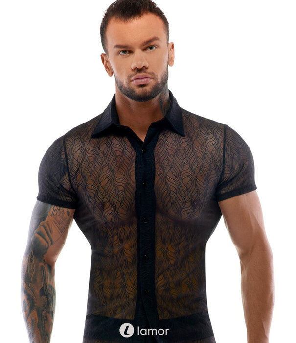 * SVENJOYMENT Strak herenhemd van stretchkant met korte mouwen en knoopsluiting – Svenjoyment