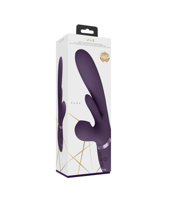 VIVE by Shots Kura - Duwende G-Spot Vibrator met Flappertong en Pulse Wave Stimulator - Paars