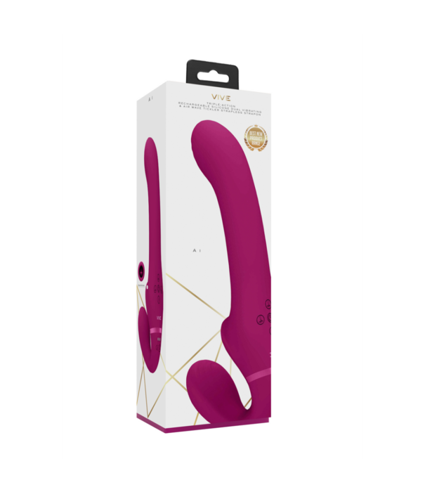 VIVE by Shots Ai - Dual Vibrating  Air Wave Tickler Strapless Strapon