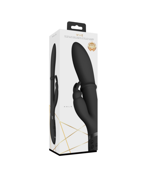 VIVE by Shots Halo - Ring Rabbit Vibrator - Zwart