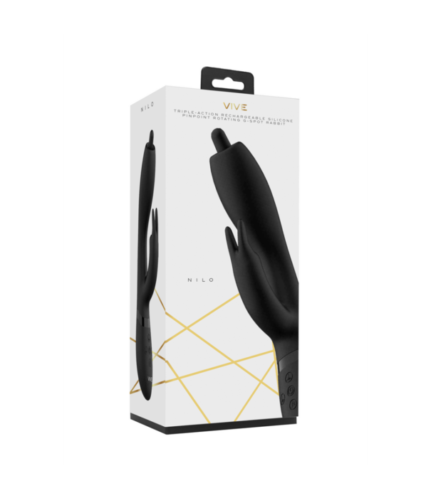 VIVE by Shots Nilo - Precisie Ronddraaiende G-spot Konijn - Zwart