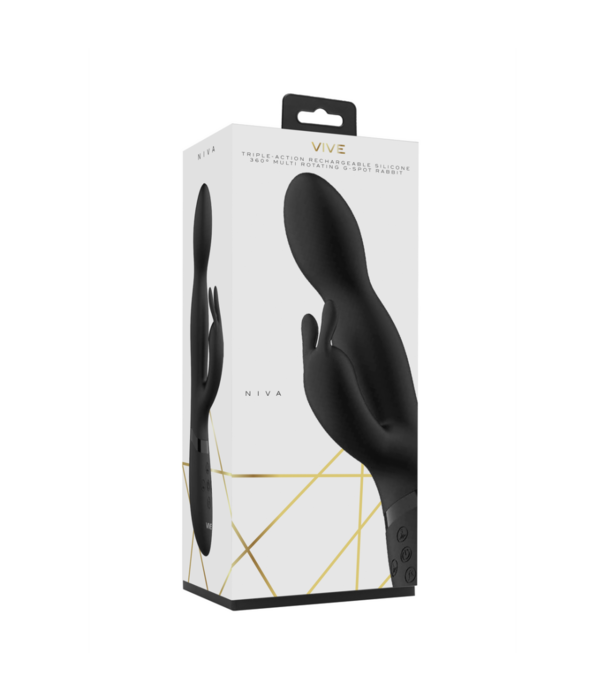 VIVE by Shots Niva - Draaibare Konijnen Vibrator - Zwart