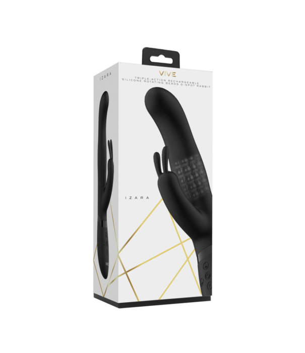 VIVE by Shots Izara - Draaibare Parels Konijnen Vibrator - Zwart