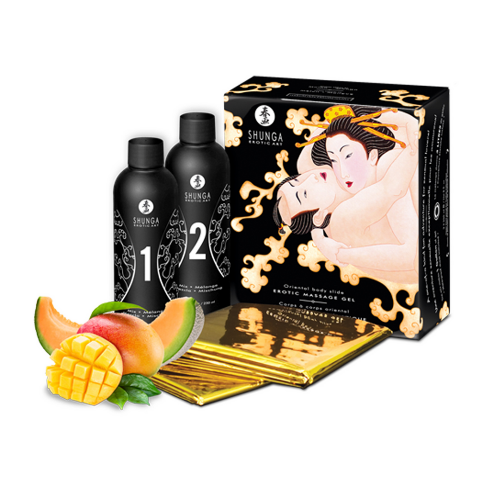 Shunga Body to Body Massage - Meloen Mango - 2 Stukken van 7,6 fl / 225 ml afbeelding