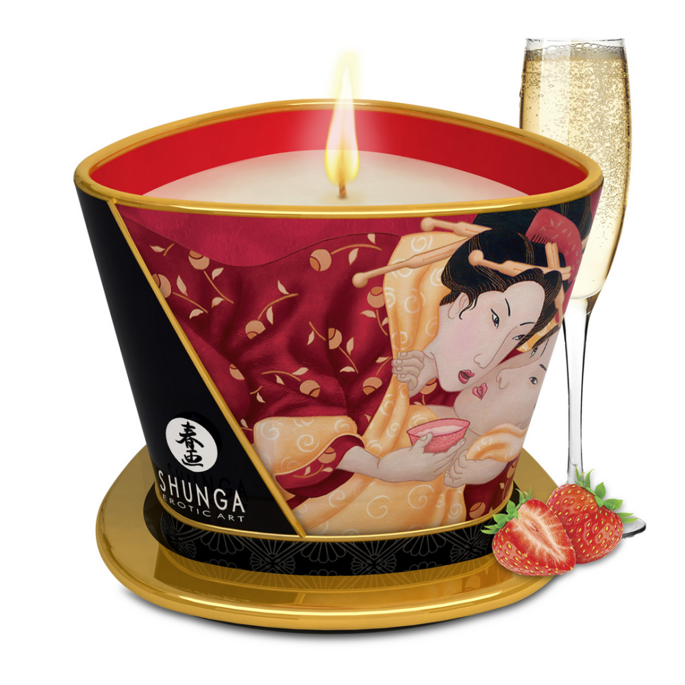 Shunga Massagekaars - Aardbei Sprankelende Wijn - 5.7 oz / 170 ml afbeelding