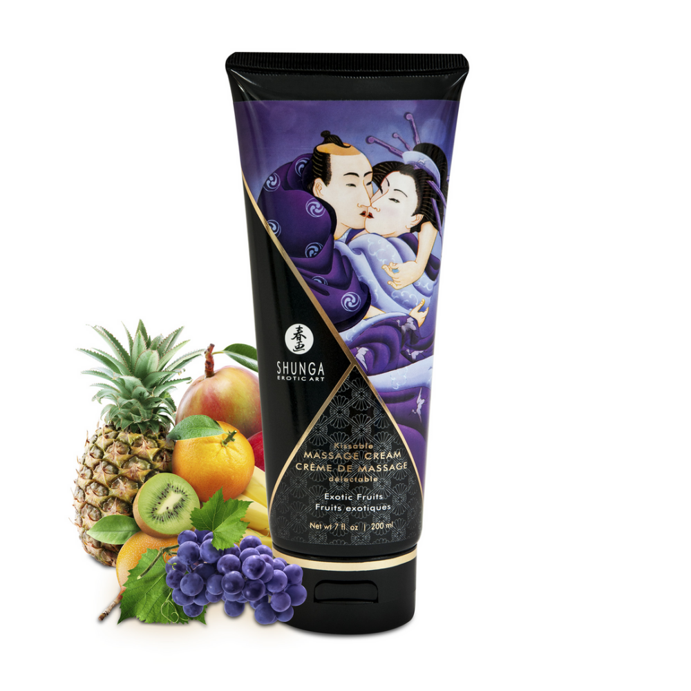 Shunga Kusbare Massagecrème - Exotische Vruchten - 7 floz / 200 ml afbeelding
