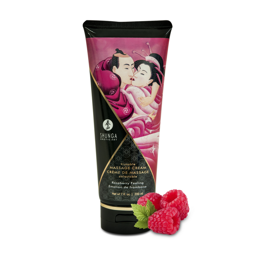 Shunga Kusbare Massagecrème - Framboosgevoel - 7 floz / 200 ml afbeelding