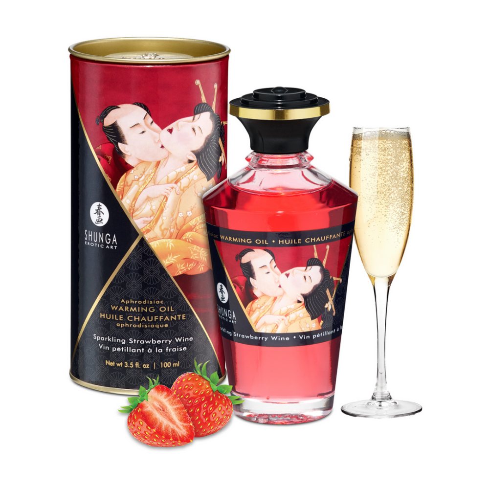 Shunga Aphrodisia Oil - Sprankelende Aardbeienwijn - 3,5 fl oz / 100 ml afbeelding