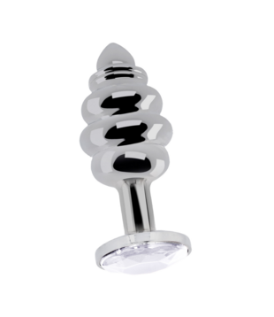 Ribbed Diamond Plug - 2.8 / 7 cm - Silver