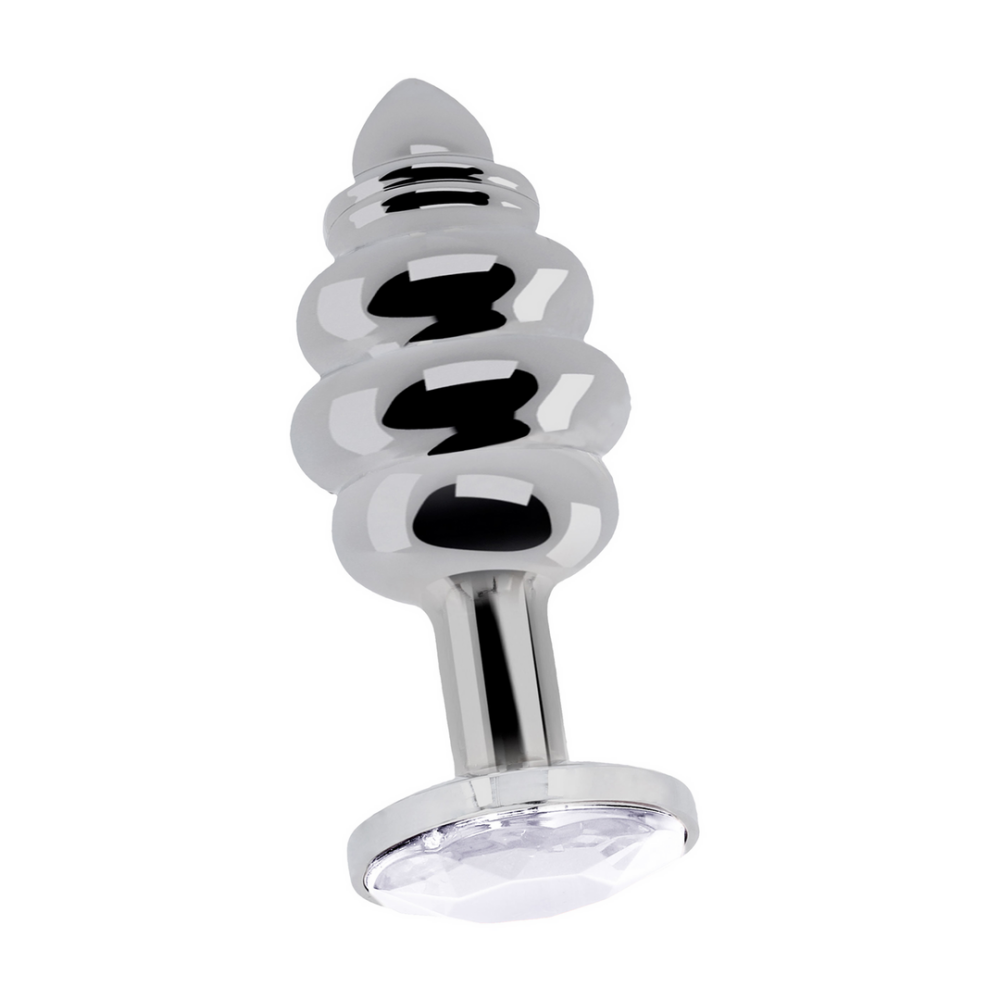 Ribbed Diamond Plug - 2.8 / 7 cm - Silver afbeelding