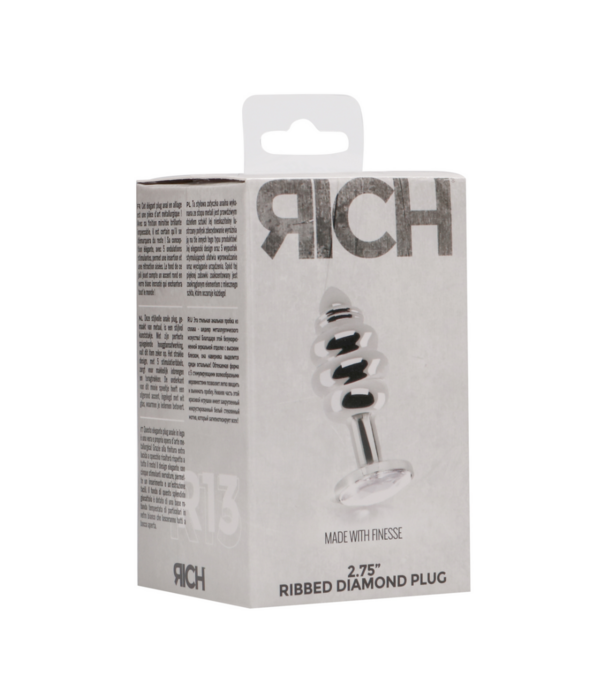 Ribbed Diamond Plug - 2.8 / 7 cm - Silver