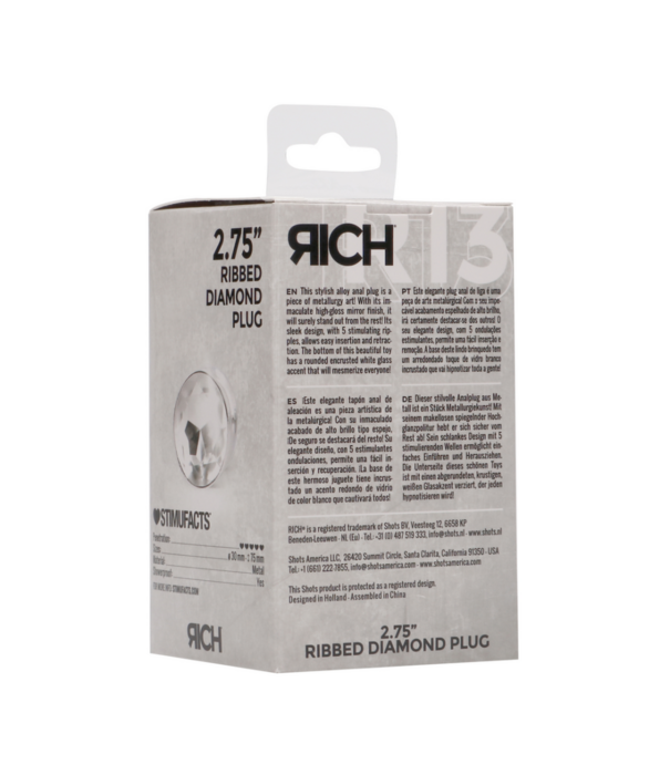 Ribbed Diamond Plug - 2.8 / 7 cm - Silver