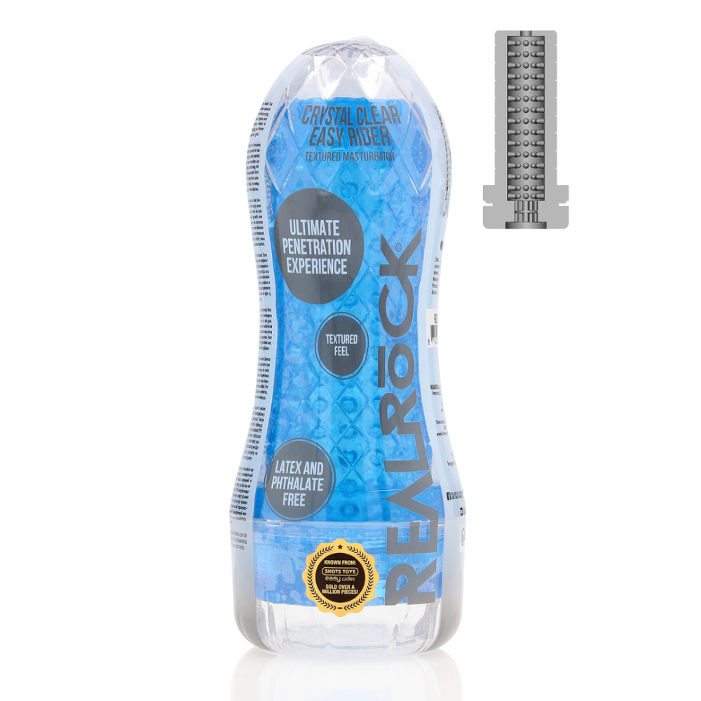 RealRock by Shots Easy Rider - Textured Masturbator - Blauw afbeelding
