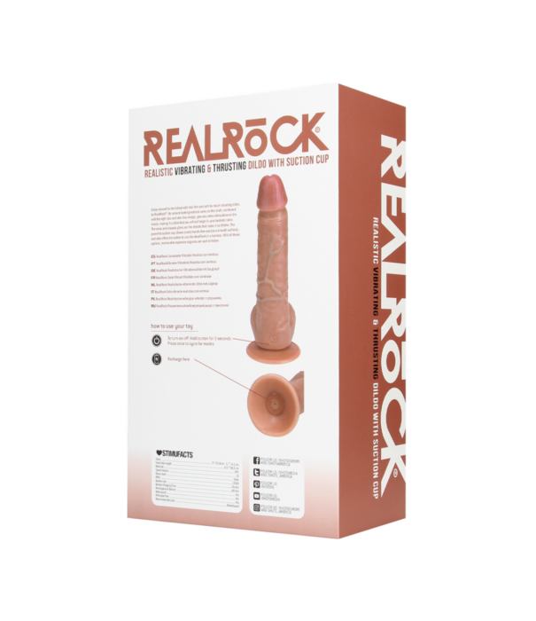 RealRock by Shots Vibrerende en Duwende Rechte Penis met Ballen - 8 / 20,5 cm - Tan