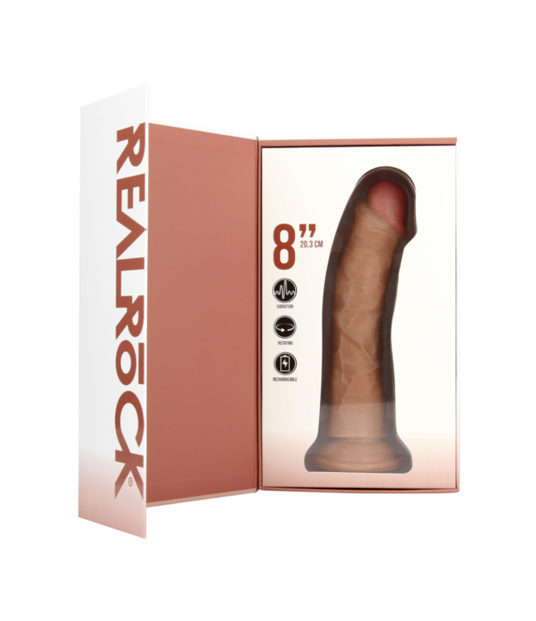 RealRock by Shots Vibrerende en Rotating Regular Curved Cock - 8 / 20,5 cm - Tan