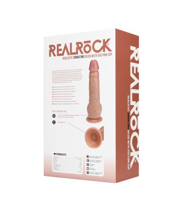 RealRock by Shots Vibrating Regular Straight Cock with Balls - 9 / 23 cm - Tan