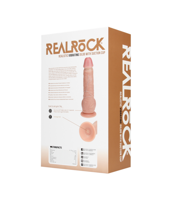 RealRock by Shots Vibrerende Reguliere Rechte Penis met Ballen - 9 / 23 cm - Vlees