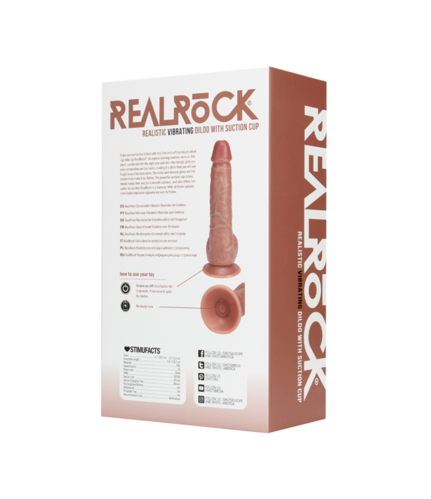 RealRock by Shots Vibrerende Reguliere Rechte Penis met Ballen - 7 / 18 cm - Tan