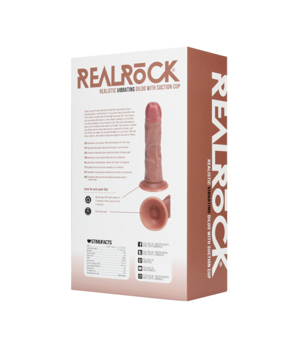 RealRock by Shots Vibrerende Reguliere Gebogen Cock - 6 / 15,5 cm - Tan