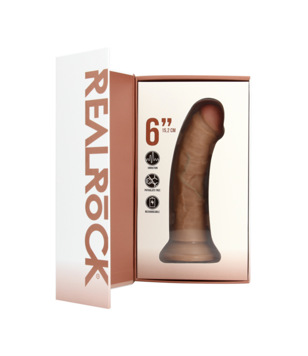 RealRock by Shots Vibrerende Reguliere Gebogen Cock - 6 / 15,5 cm - Tan