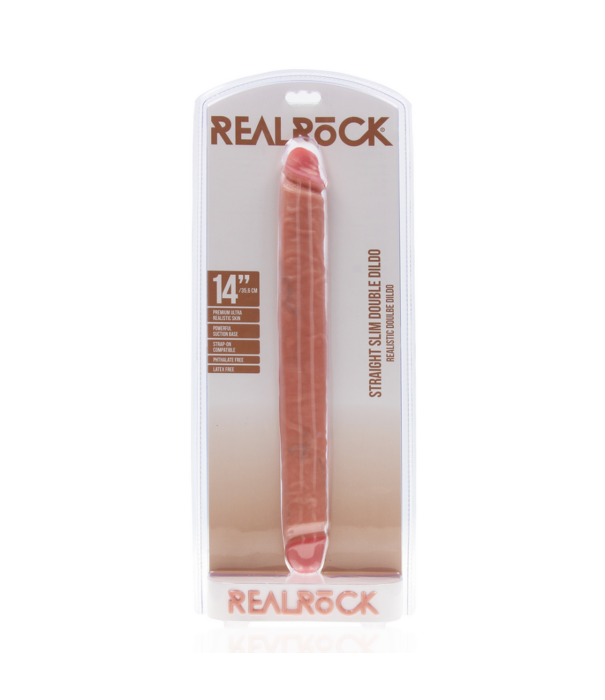 RealRock by Shots Slim Dubbel Eindige Dildo 14 / 35,6 cm - Vleeskleurig
