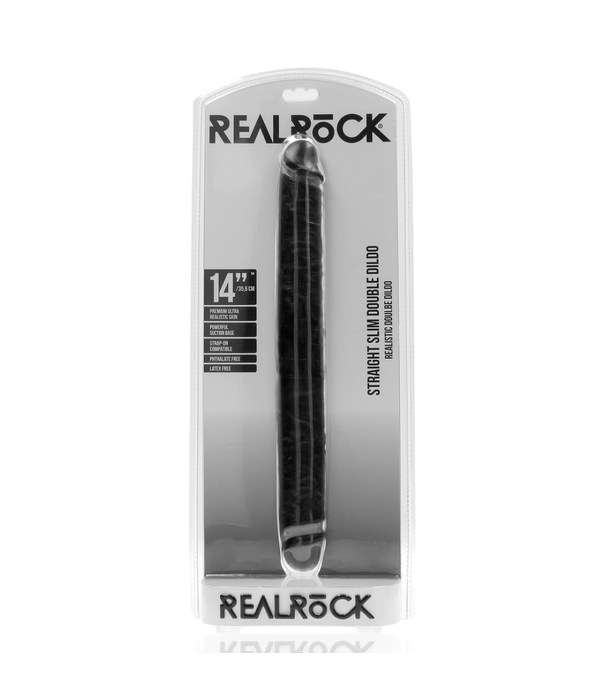 RealRock by Shots Slim Double Ended Dong 14 / 35,6 cm - Zwart