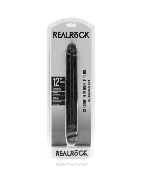 RealRock by Shots Slim Double Ended Dong 12 / 30,5 cm - Zwart