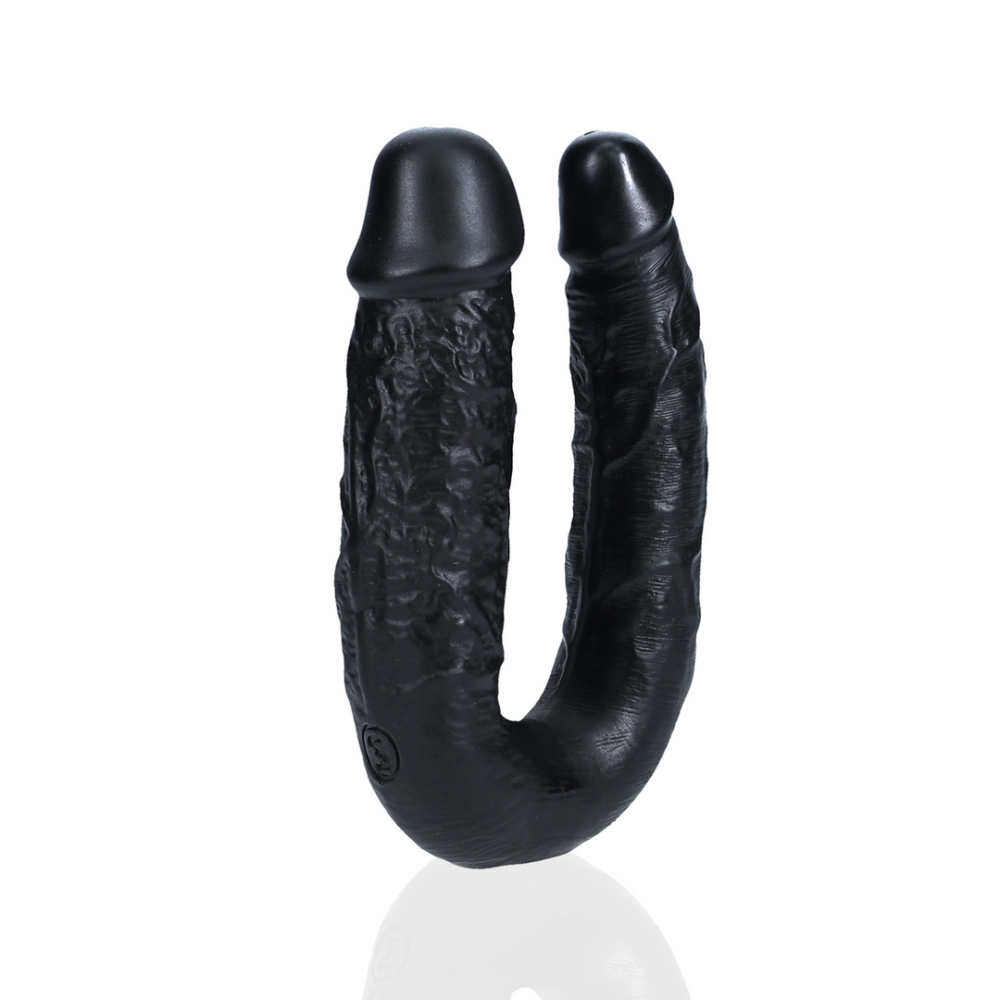 RealRock by Shots U Vormige Dubbele Dildo 5 / 12,7 cm - Zwart afbeelding