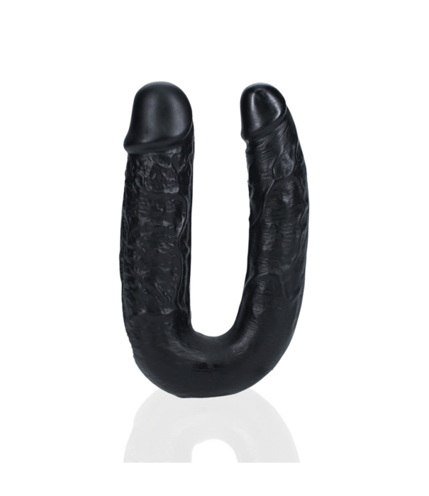 RealRock by Shots U Vormige Dubbele Dildo 5 / 12,7 cm - Zwart