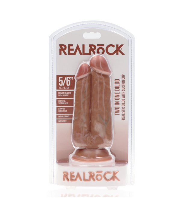 RealRock by Shots Twee in Een Dildo 5/6 - 12,7/15,2 cm - Tan