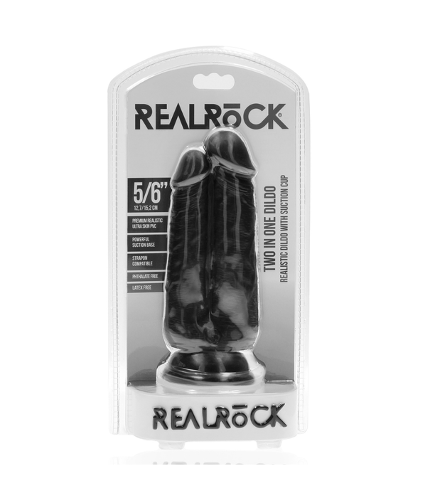 RealRock by Shots Twee in Een Dildo 5/6 - 12,7/15,2 cm - Zwart