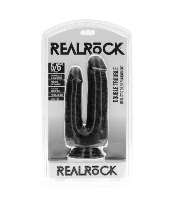 RealRock by Shots Double Trouble Dildo 5/6 - 12,7/15,2 cm - Zwart