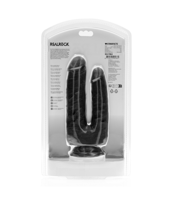 RealRock by Shots Double Trouble Dildo 5/6 - 12,7/15,2 cm - Zwart