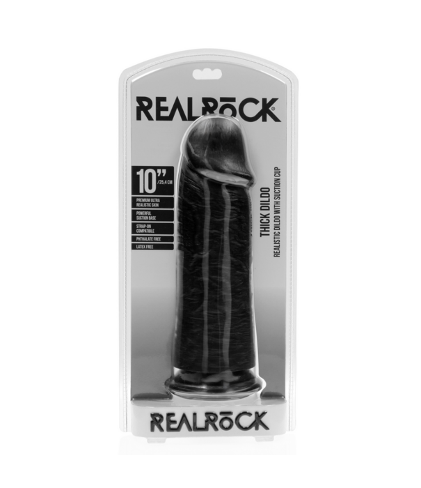 RealRock by Shots Extra Dikke Recht zonder Ballen 10 / 25,4 cm - Zwart