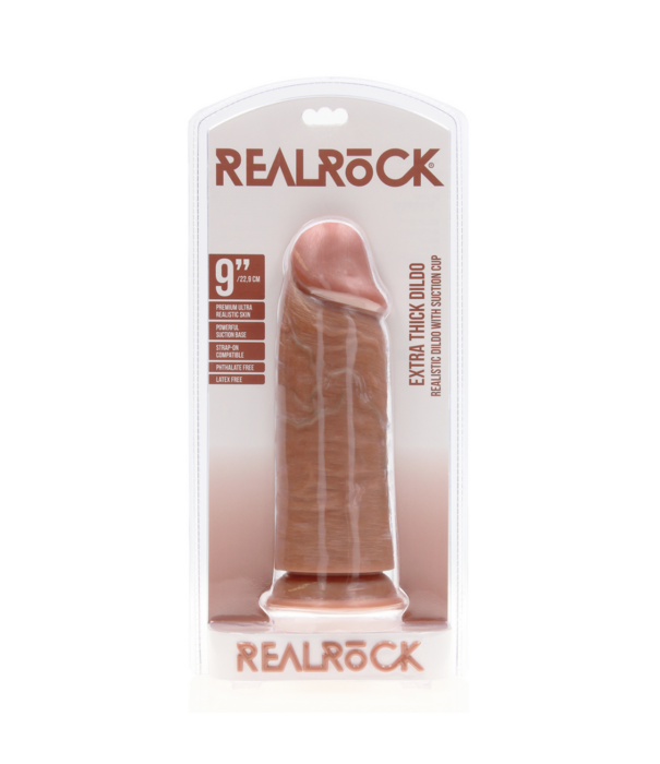 RealRock by Shots Extra Dikke Straight zonder Ballen 9 / 23 cm - Tan