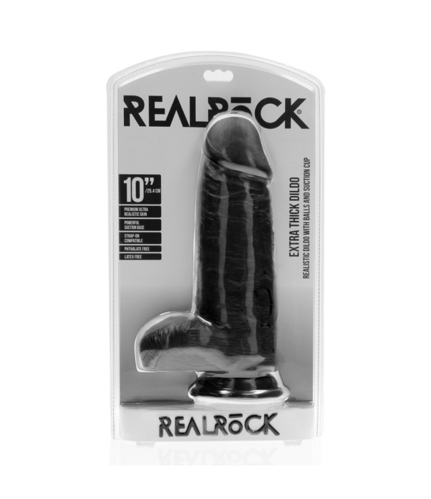 RealRock by Shots Extra Dikke Recht met Ballen 10 / 25,4 cm - Zwart