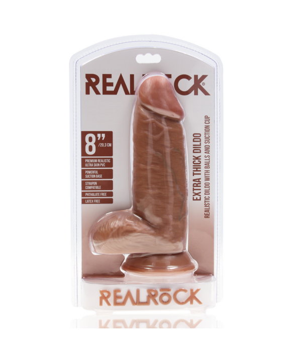 RealRock by Shots Extra Dikke Recht met Ballen 8 / 20,3 cm - Tan