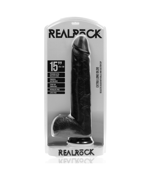 RealRock by Shots Extra Large Straight met Ballen 15 / 38 cm - Zwart