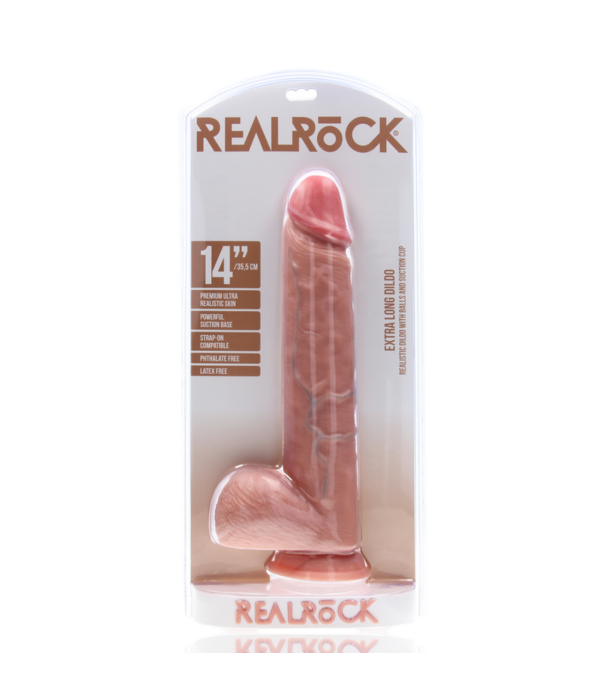RealRock by Shots Extra Large Straight met Ballen 14 / 35,5 cm - Vlees