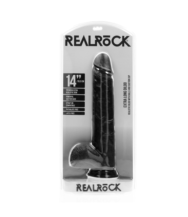 RealRock by Shots Extra Large Straight met Ballen 14 / 35,5 cm - Zwart