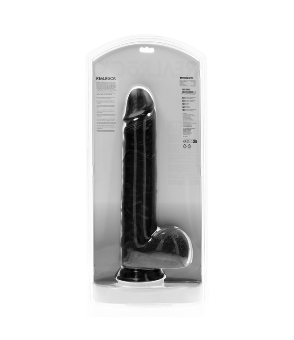 RealRock by Shots Extra Large Straight met Ballen 14 / 35,5 cm - Zwart