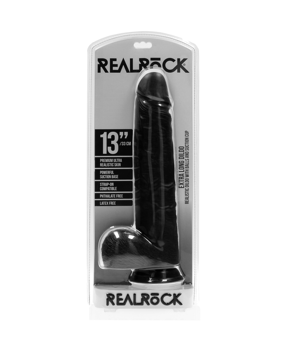 RealRock by Shots Extra Large Straight met Ballen 13 / 33 cm - Zwart
