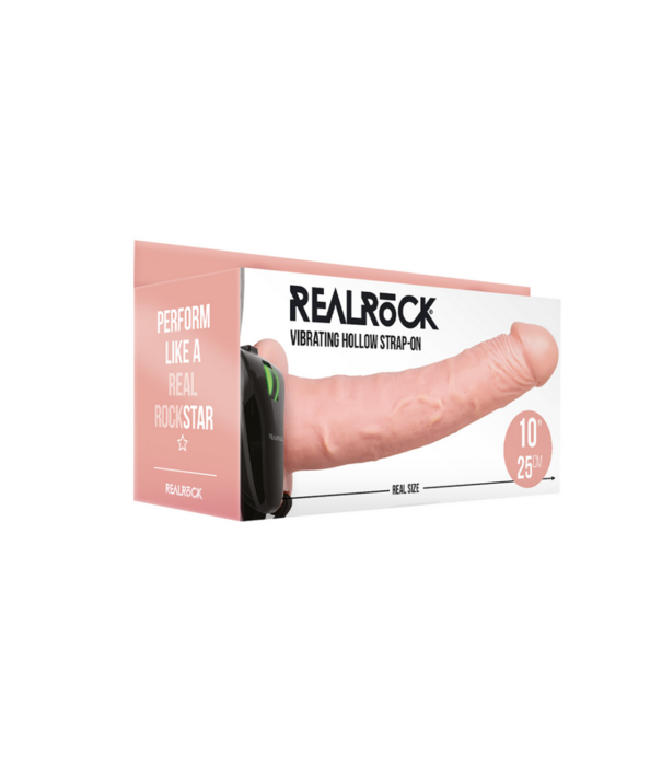 RealRock by Shots Vibrerende Holle Strap-On zonder Ballen - 10 / 24,5 cm