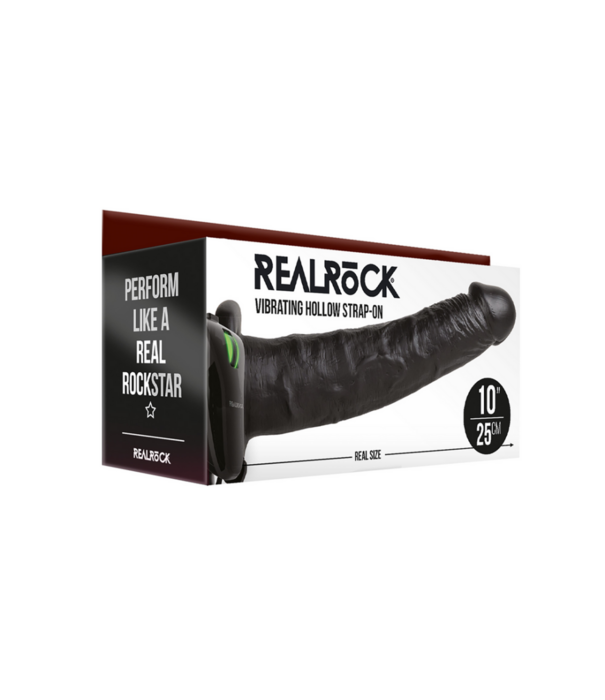 RealRock by Shots Vibrerende Holle Strap-On zonder Ballen - 10 / 24,5 cm