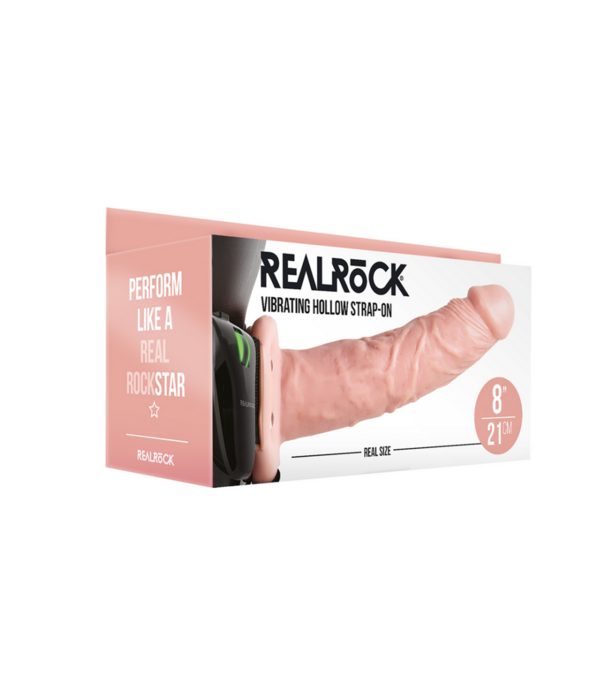 RealRock by Shots Vibrerende Hollow Strap-On zonder Ballen - 8 / 20,5 cm
