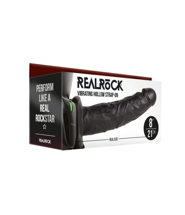 RealRock by Shots Vibrerende Hollow Strap-On zonder Ballen - 8 / 20,5 cm
