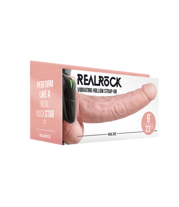 RealRock by Shots Vibrerende Holle Strap-On met Ballen - 9 / 23 cm