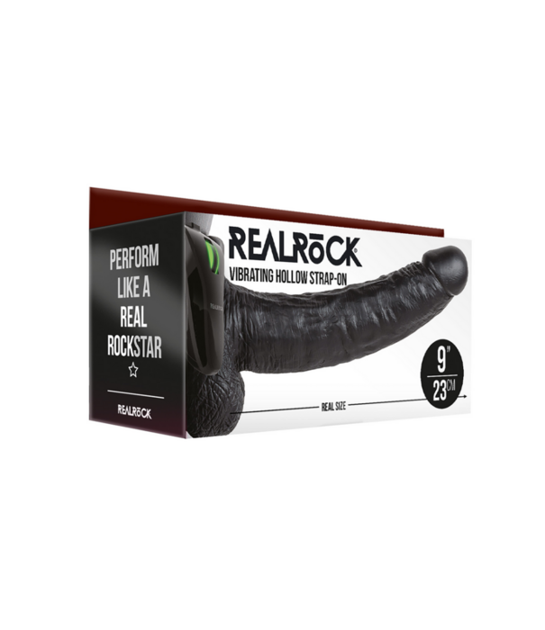 RealRock by Shots Vibrerende Holle Strap-On met Ballen - 9 / 23 cm
